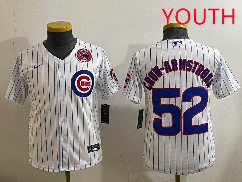 Youth 2025 Chicago Cubs #52 Crow-Armstrong White Stripe Game Nike MLB Jersey style 6->youth mlb jersey->Youth Jersey
